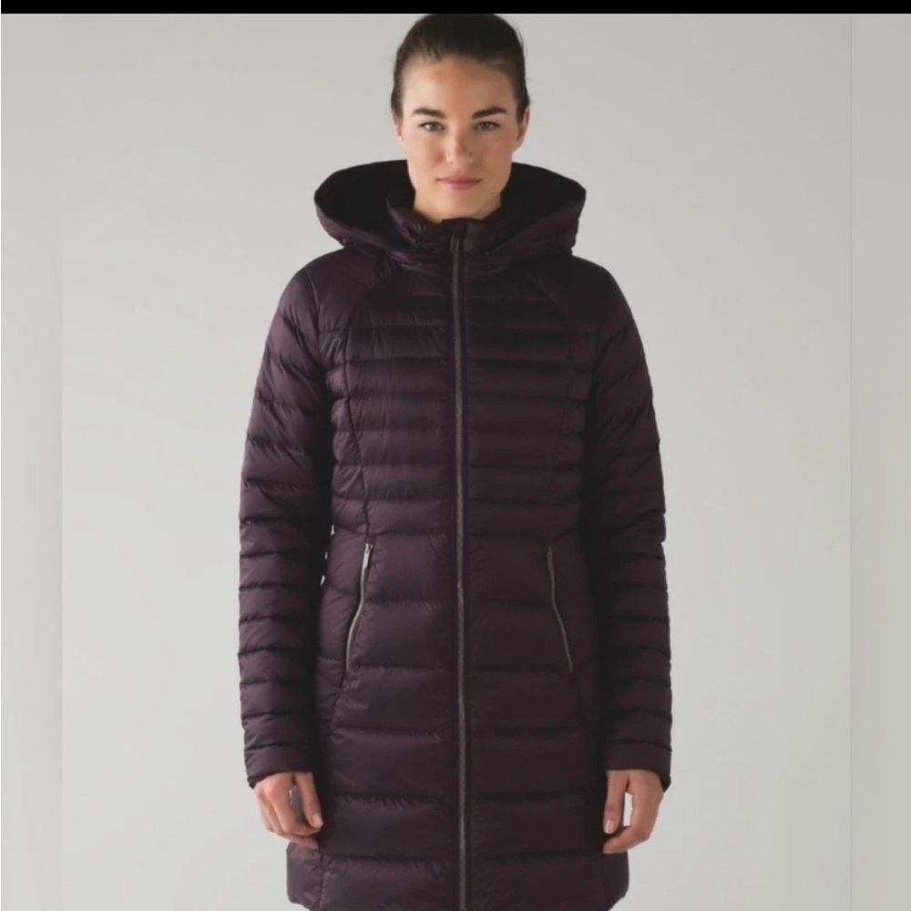 LULULEMON BRAVE THE COLD Down Jacket Long Black Cherry Womens 6 Jacket Coat